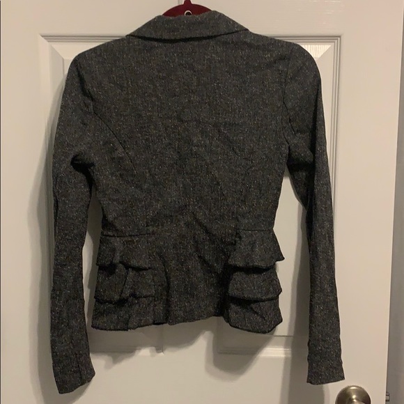 Grey Tweed Ruffle Blazer - Picture 3 of 3